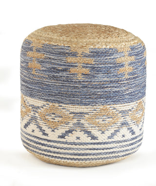 Geometric Natural Jute Pouf
