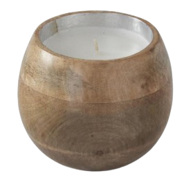 4 Inch Natural Wood Bowl Candle - Orange Cassis