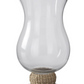 10 Inch Glass Hurricane w/Natural Grass Woven Sleeve