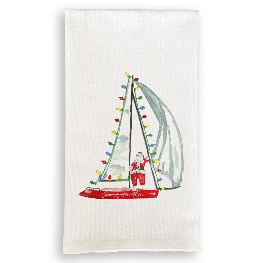 Sailing Santa Dishtowel