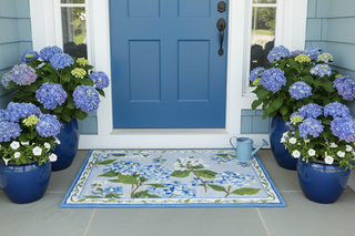 Blue Hydrangea Hook Rug   Sally Eckman Roberts
