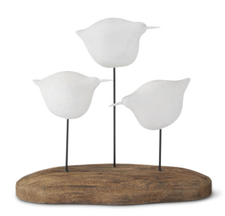 6.5 Inch 3 White Seagull Spindles on Driftwood Base
