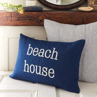 Indigo with White Thread Beach House Pillow 16x24

