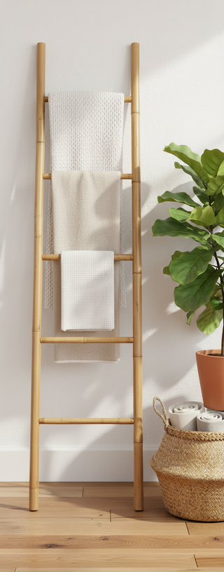 19 3/4"L x 70 3/4"H Decorative Bamboo Ladder, Natural
