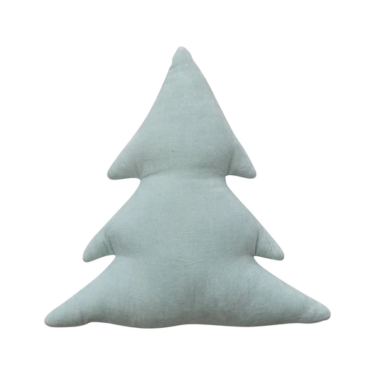 18"L x 18"H Cotton Velvet Tree Shaped Pillow, Mint Color