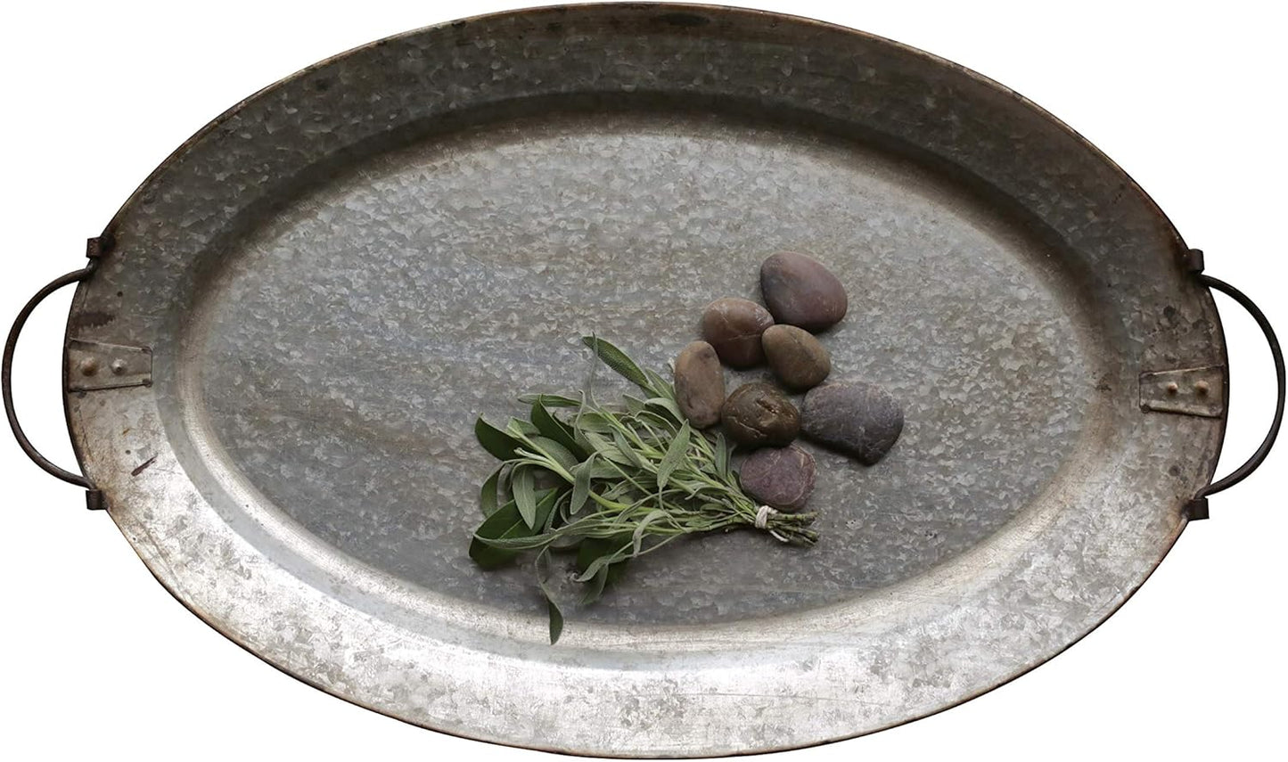 Metal Decorative Tray with Handles