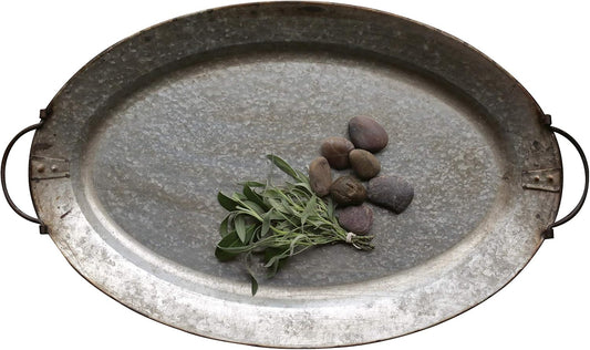 Metal Decorative Tray with Handles