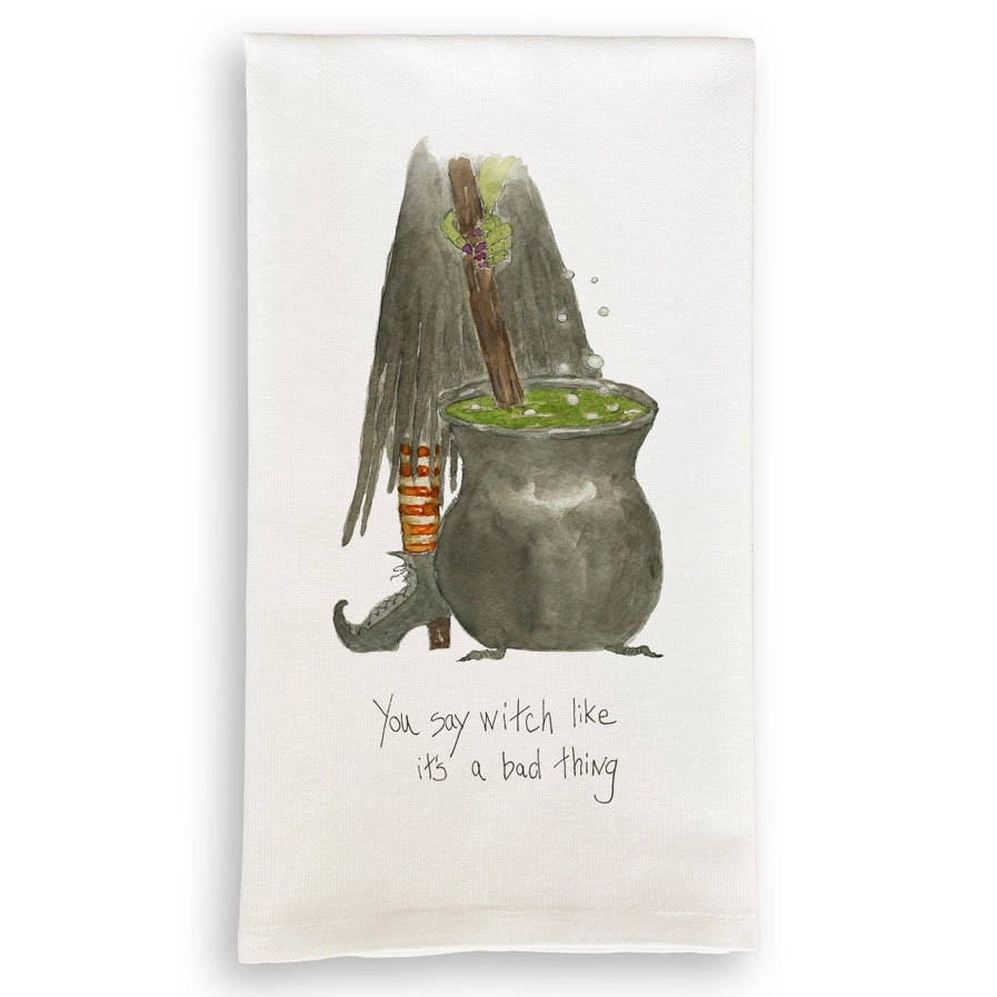 Witch Stirring Pot Dishtowel
