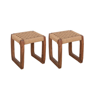 Woven Top Wooden Stool
