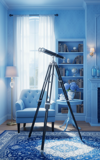 54.5 Inch Black Leather & Silver Metal Nautical Binoculars on Tripod
