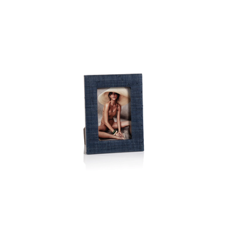 Natural Fiber Raffia Photo Frame   Navy Blue   4x6
