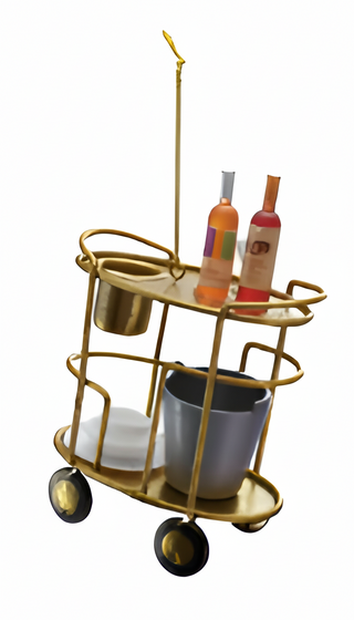 3 1/2"H   6"H Metal Bar Cart Ornament IV
