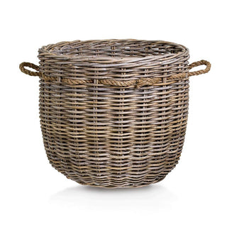 Round Basket With Ropes   Set Of 2
