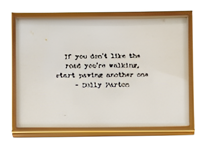 Metal & Glass Frame w/ Easel & Saying, Gold Finish II