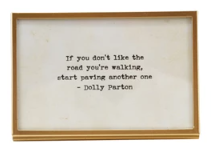 Metal & Glass Frame w/ Easel & Saying, Gold Finish II