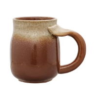 16 oz. Stoneware Mug w/ Whale Tail Handle Brown