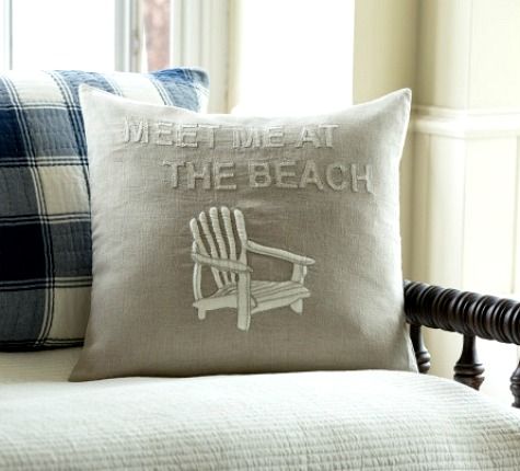 Meet me at the beach Natural Pillow 21x21