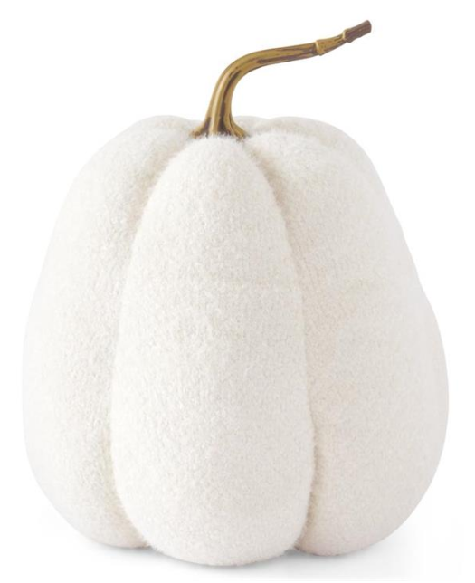 10.75 INCH FUZZY WHITE KNIT GOURD W/RESIN STEM