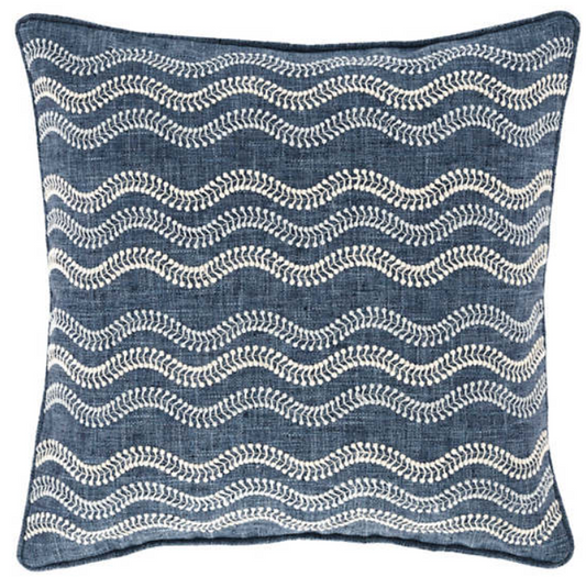 Scout Embroidered Indigo Indoor/Outdoor Decorative 20" Square Pillow