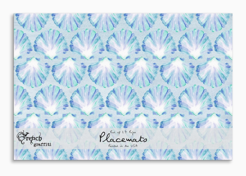 Blue Scallop Shells Paper Placemats