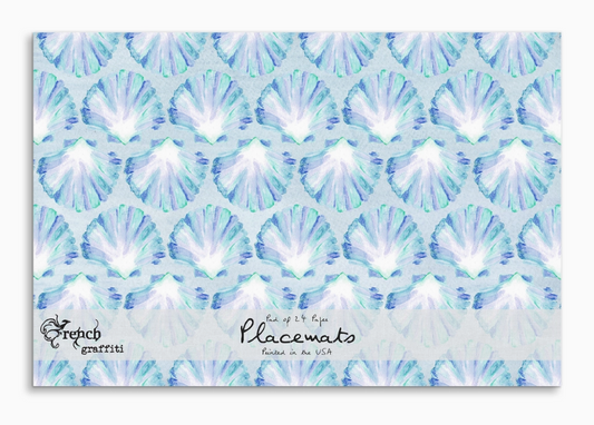 Blue Scallop Shells Paper Placemats