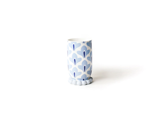 Iris Blue Medium Cylinder Vase with Knobbed Foot
