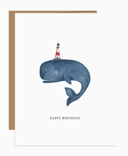 Whale and Lighthouse Birthday  Card