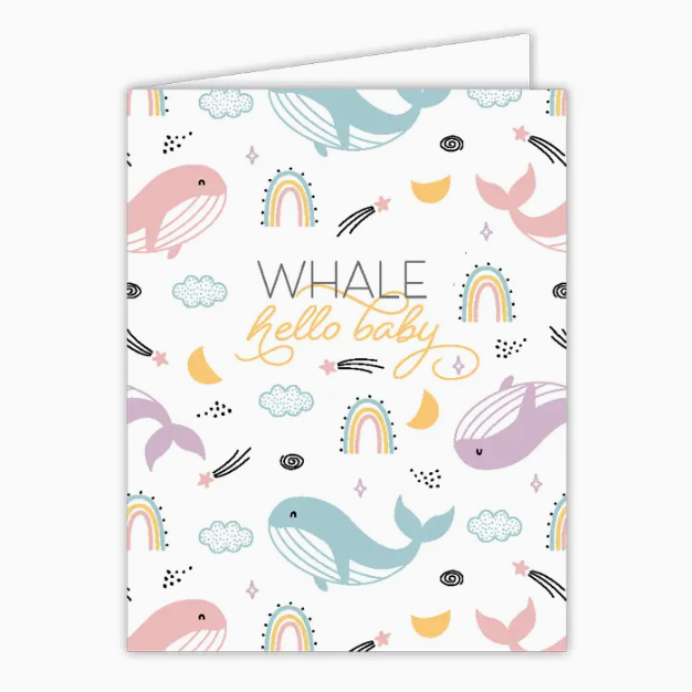 Greeting Card - Handpainted Whale Hello Baby