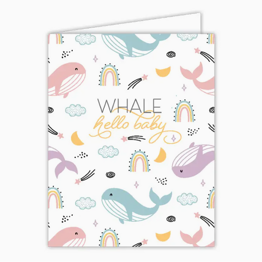 Greeting Card - Handpainted Whale Hello Baby