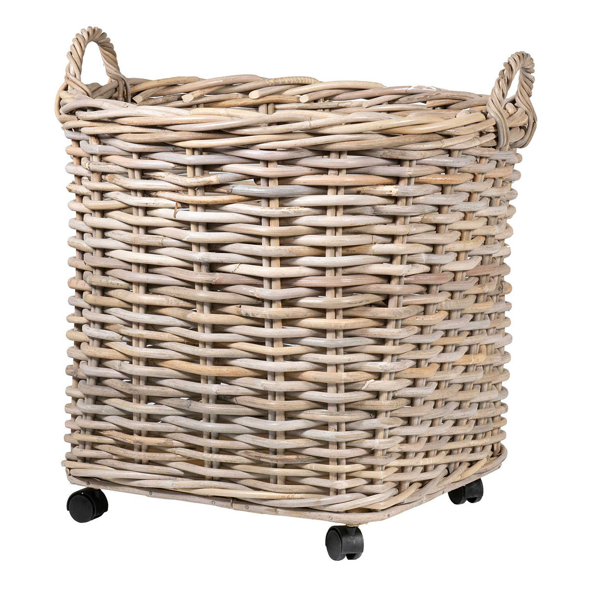 Mona Round Rattan Storage Baskets with Wheels Large