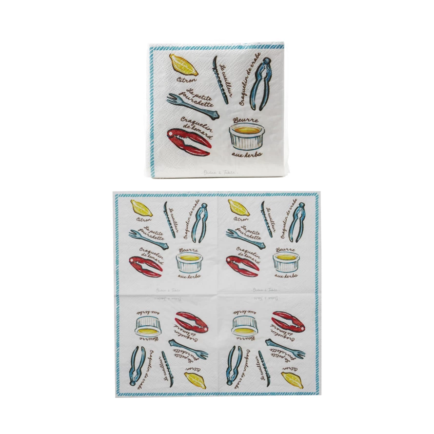Paper Cocktail Napkins with Seafood Accoutrements