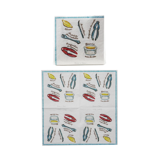 Paper Cocktail Napkins with Seafood Accoutrements