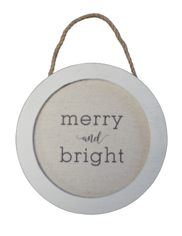 Round Canvas Ornament Frame Merry and Bright ***