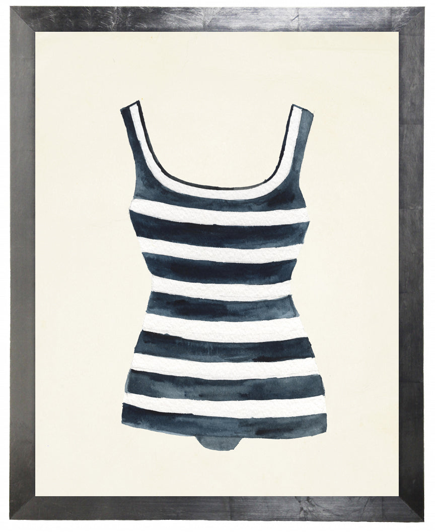 Blue and White Striped Bathing Suit - Online Only