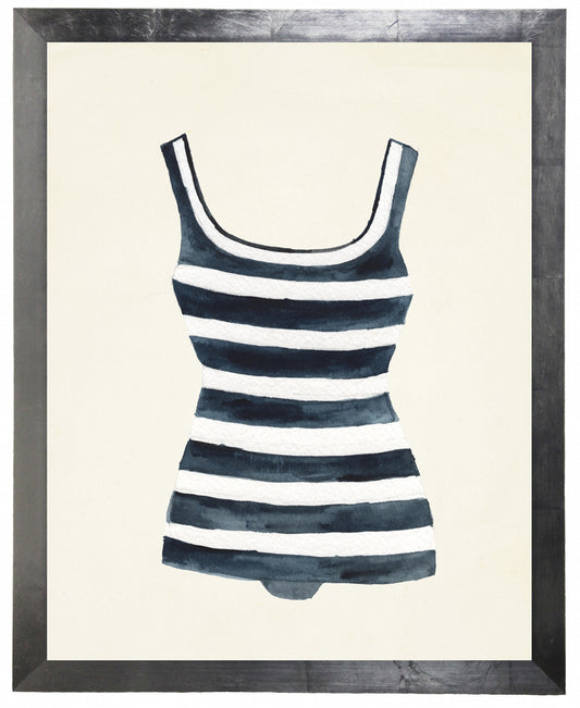 Blue and White Striped Bathing Suit - Online Only