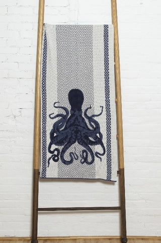 Octopus Square Milk/Alum/Slate/Marine Throw
