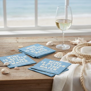 Cocktail Beach Funny Napkins   Wine Is Better By the Water
