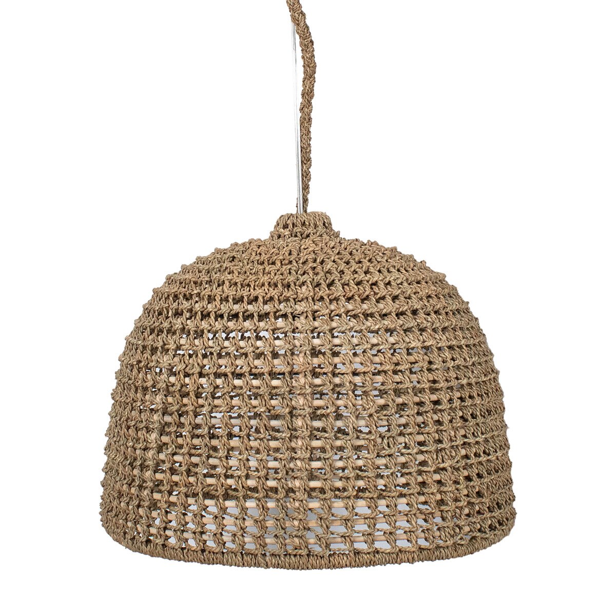 Woven Manila Rope Dome Pendant, Natural