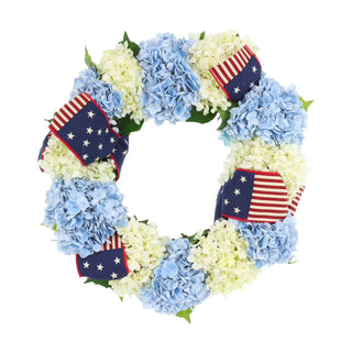 Wreath With American Flag Ribbon
