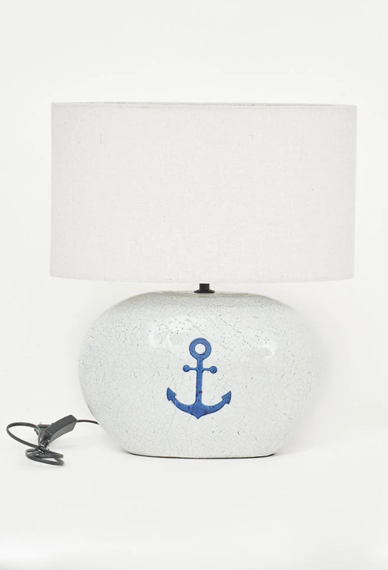 Large Terracotta and Canvas Lamp with Anchor