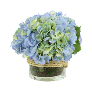 Hydrangea Glass Vase w/ Rope Blue
