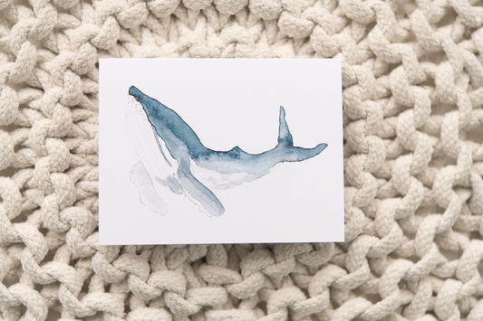 Watercolor Humpback Whale Note Card (Single Card)