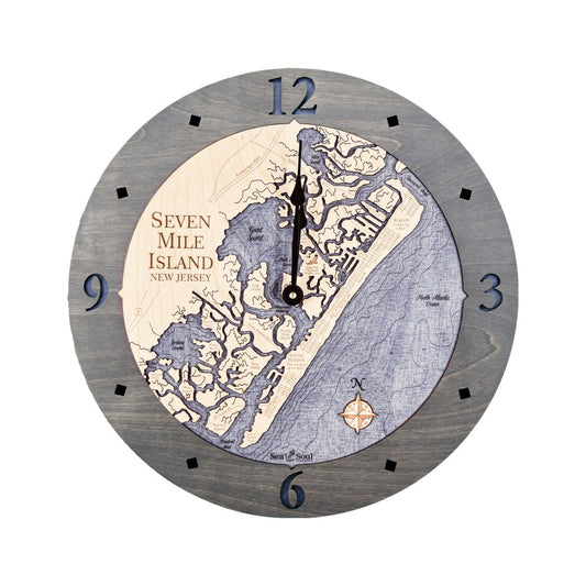 36" Seven Mile Island Clock - Deep Blue/Driftwood Gray