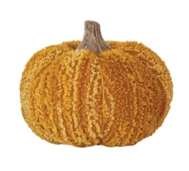 Cotton Blend Bouclé/Velvet Pumpkin w/ Wood Stem - Yellow
