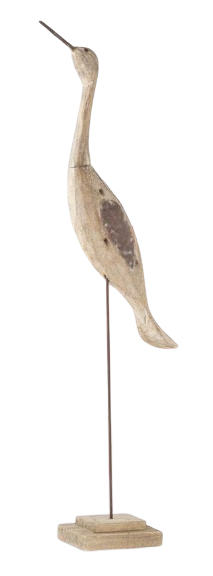 Distressed Wooden Blue Heron on Stand - Large
