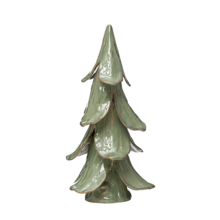 8" Round x 15 1/2"H Handmade Stoneware Tree, Reactive Glaze, Mint Color
