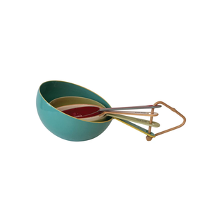 1, 1/2, 1/3, 1/4 Cup Enameled Stainless Steel Measuring Cups, 4 Colors, Set of 4
