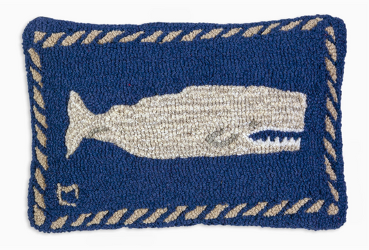 Moby Dick 12" x18" Hooked Wool Pillow