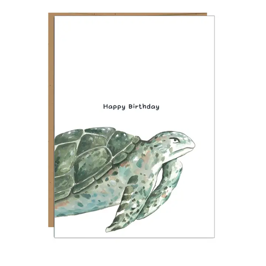 Birthday Green Turtle/ Coastal Birthday Greeting Card