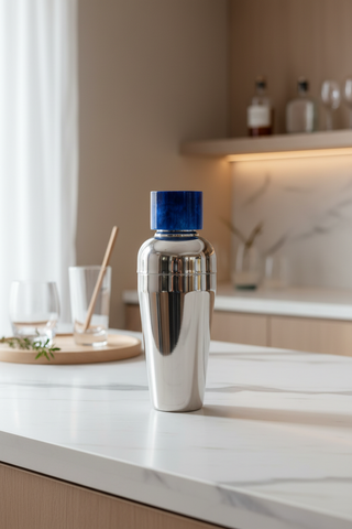 Azure Blue Resin & Stainless Steel Cocktail Shaker
